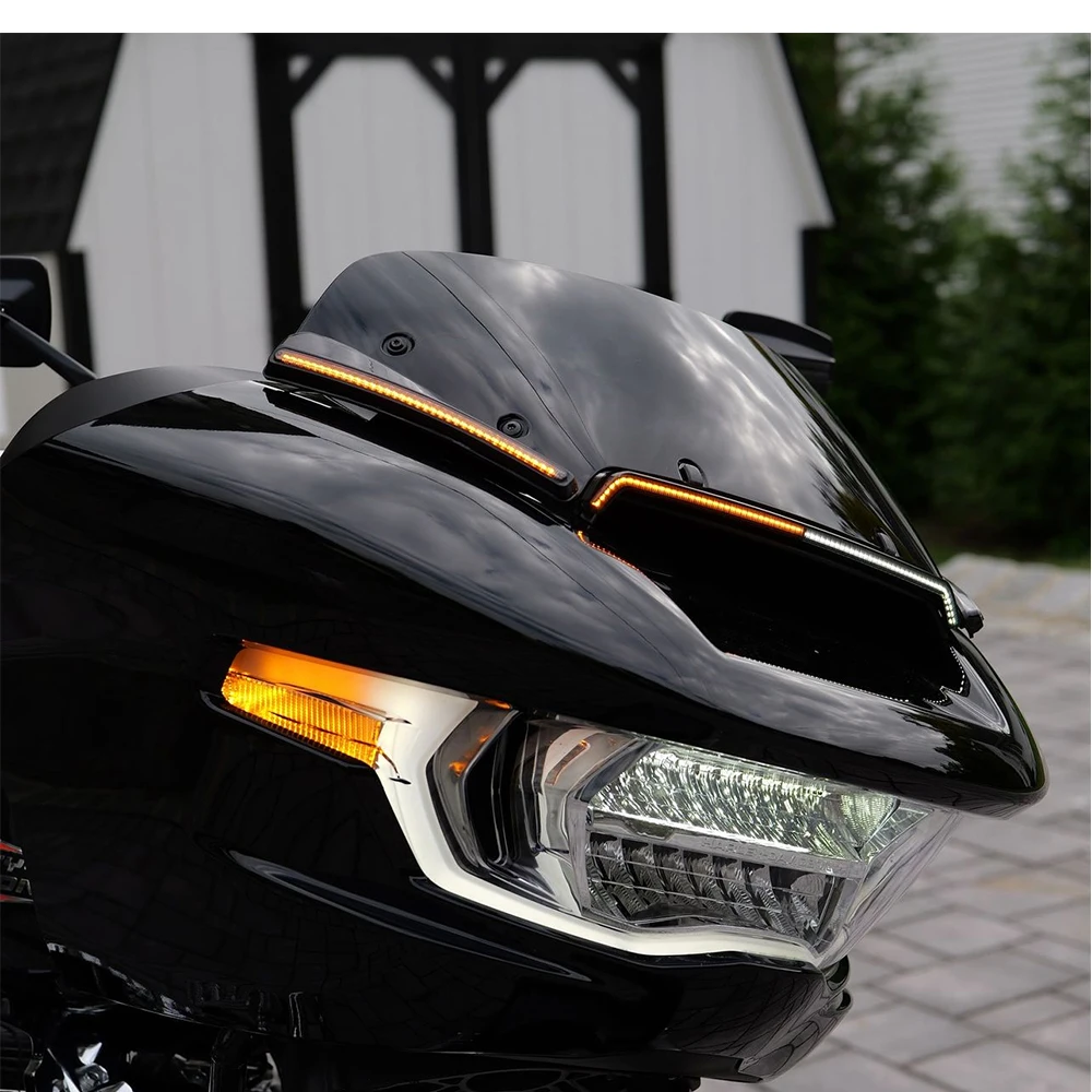 For Harley Road Glide ST CVO FLTRXSE Tracer Windshield Decorative Lamps Daylight Running Lamps and Turn Signal Lamps Motorcycle