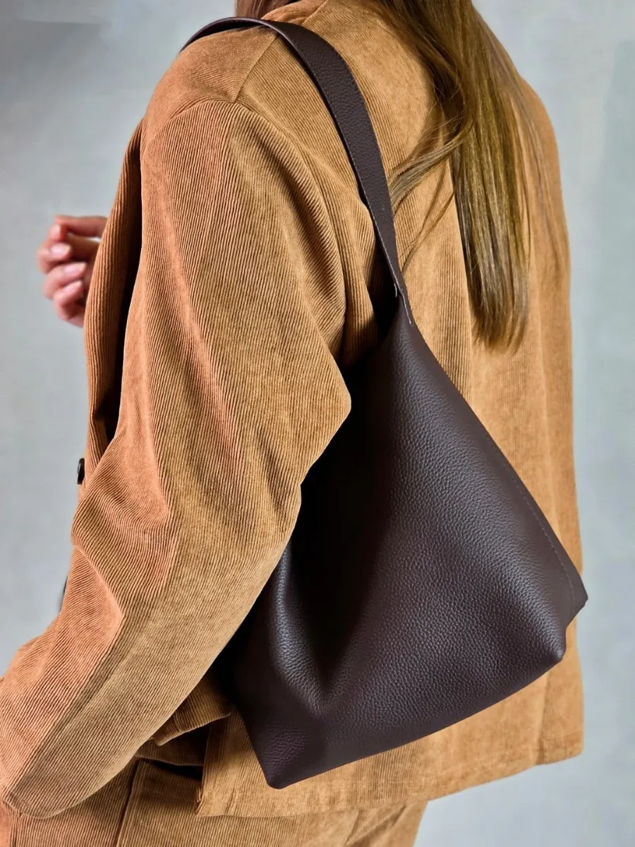 

FIRMRANCH Soft texture cowhide versatile commuting large capacity women's shoulder bag crossbody bag simple and generous design