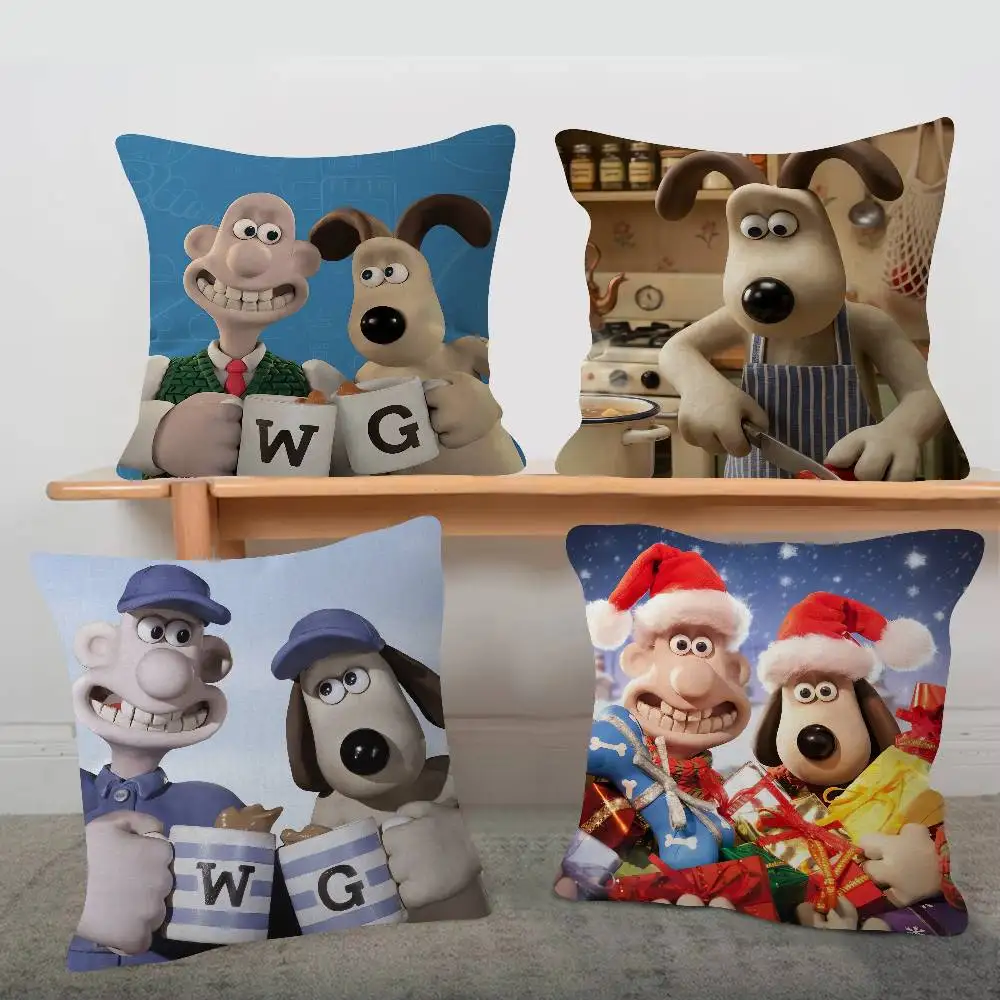 Anime Wallace And Gromit Cute Cartoon L Game Cushion Cover Pillowcase Upholstery Sofa Throw Pillow Home Decor Pillowcas