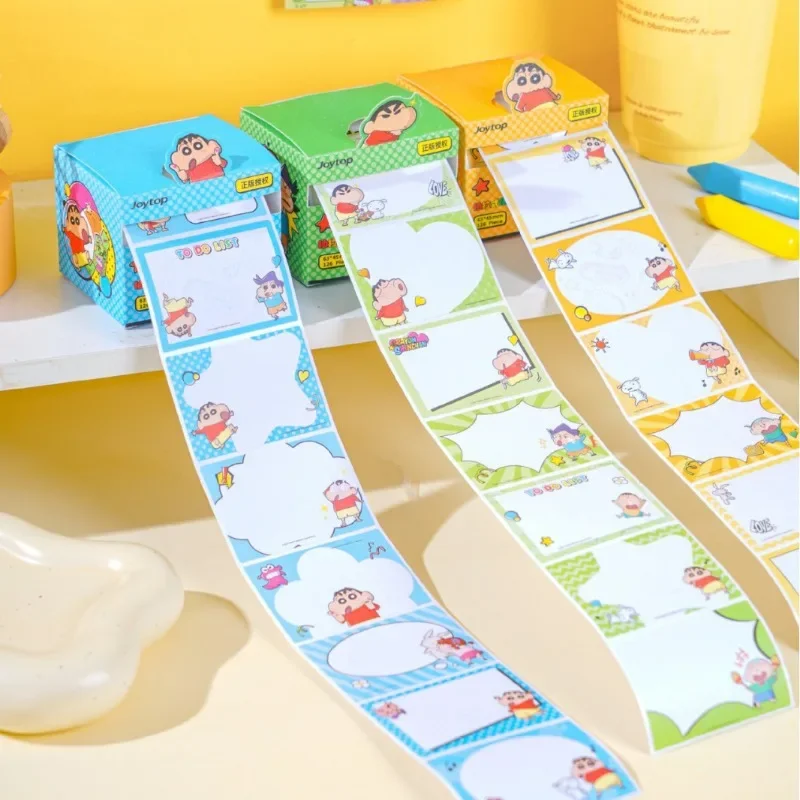 126pcs Anime Shin Chan Creative Pull-out Sticky Notes Kawaii Cartoon Students Multi-functional Memo Pad Notebook Decor Stickers