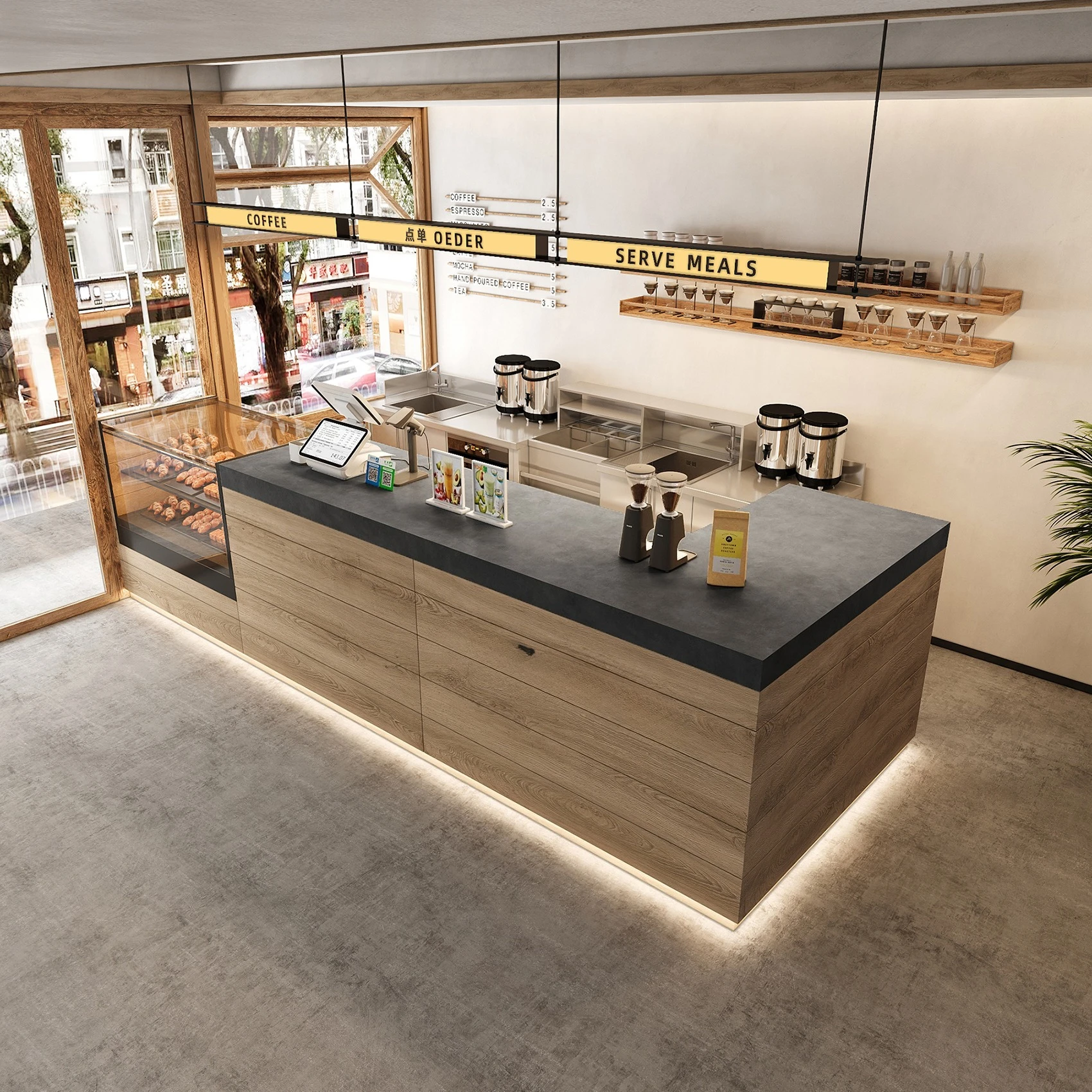Vintage coffee shop checkout page bakery bar cake baking sweet shop front desk hotel company reception desk