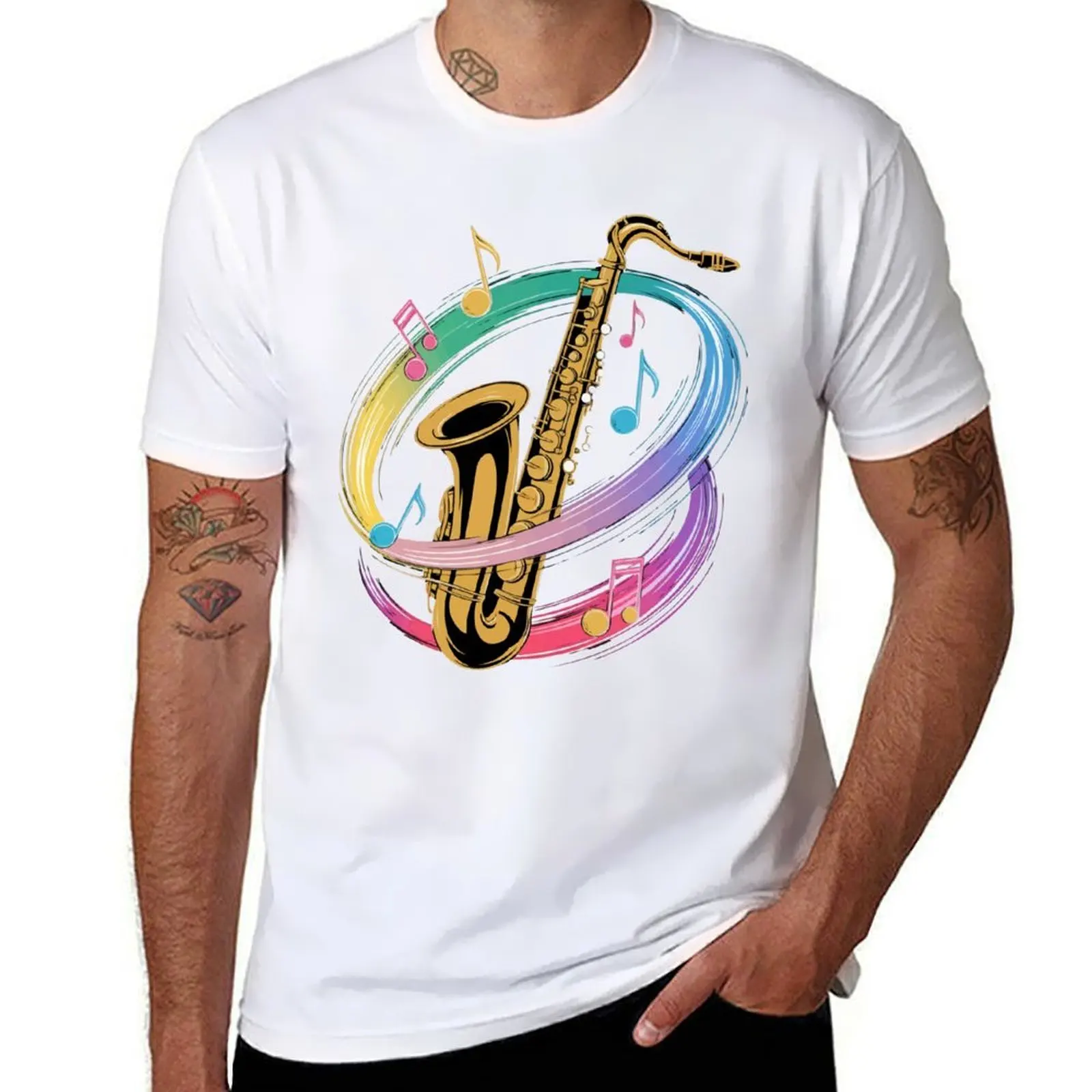 

Saxophone Colorful T-Shirt t shirt for man t shirts for man pack white T-Shirt