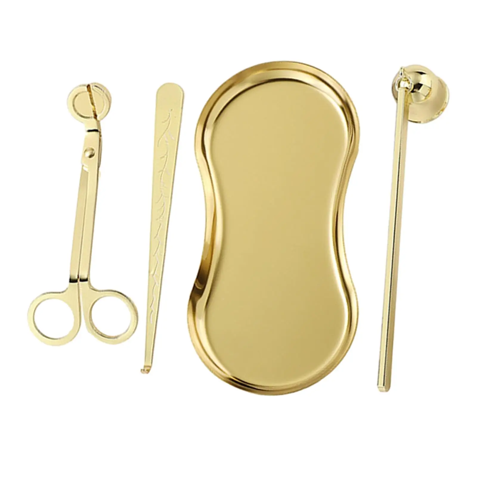 4Pcs Candle Accessory Wick Cutter Snuffer Kit Durable Multipurpose Wick Dipper Exquisite Stainless Steel with Storage Tray