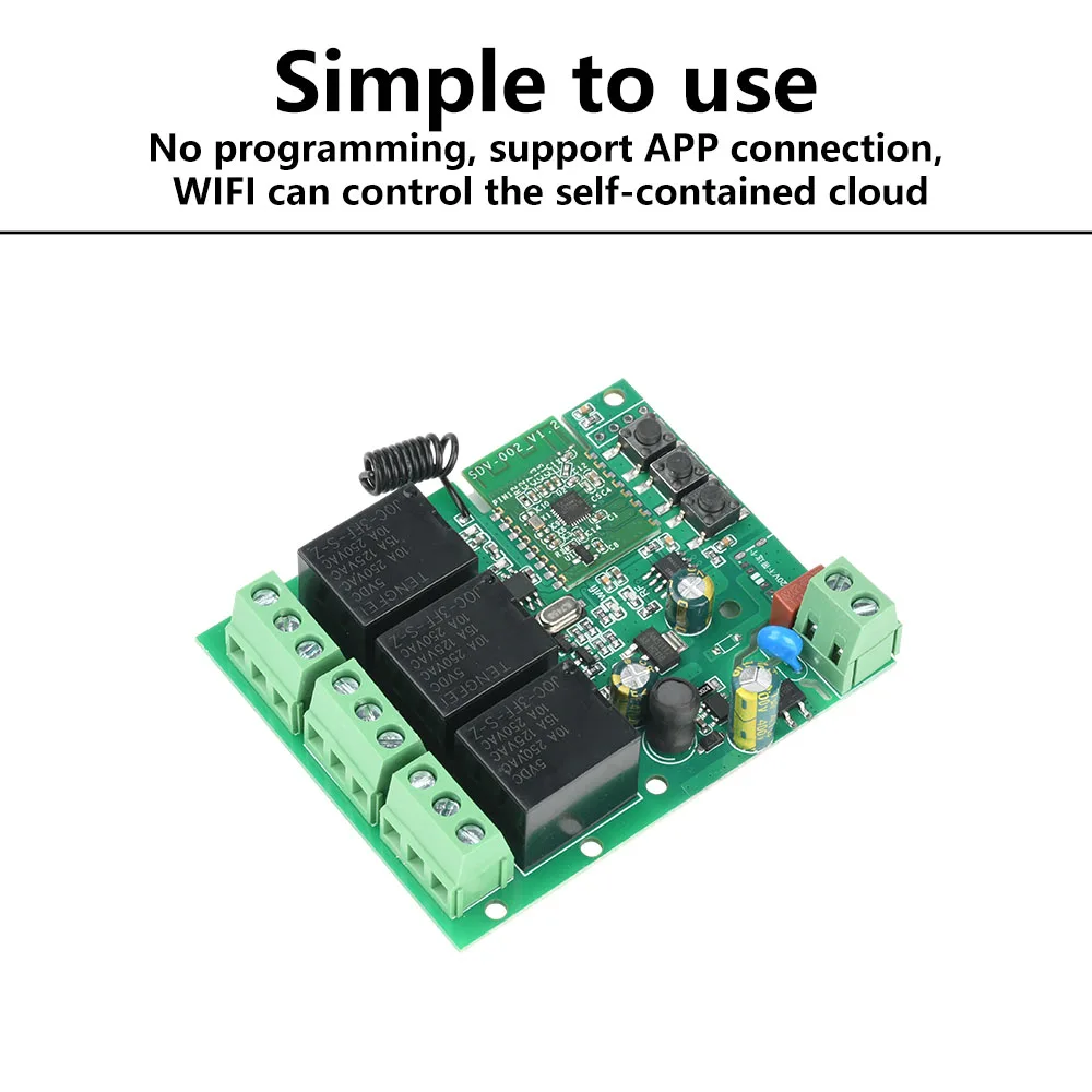 433mhz 3 canais jog avançando auto-travamento wifi bluetooth-compatível relé sem fio interruptor de casa inteligente ac 90-260v/DC5V-32V