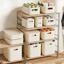 Stackable Storage Box with Lid Dustproof Cosmetics Clothing Grocery Storage Trunk Snack Storage Container Toy Storage Bin Basket