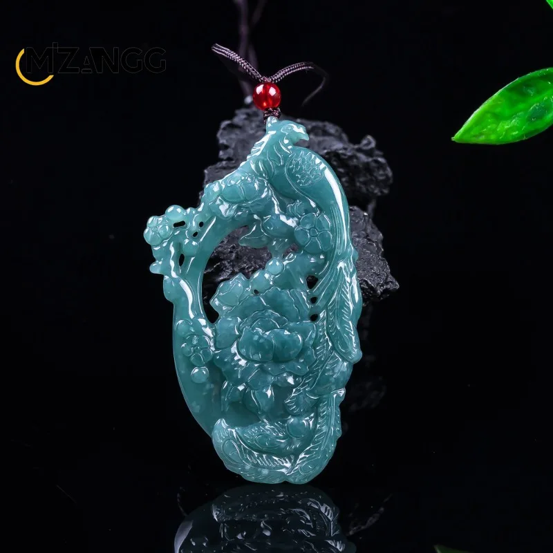 

Натуральный нефритовый кулон с цветами и птицами, ажурная резьба, изысканное модное ожерелье из нефрита типа «лед», унисекс, лучший подарок на праздник