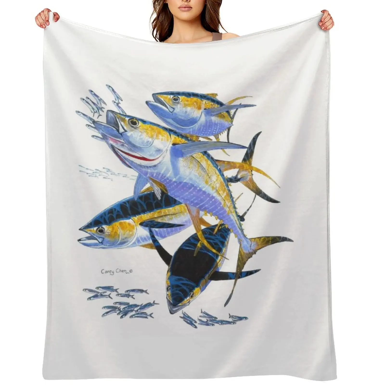 

Yellowfin tuna Throw Blanket christmas gifts Moving for sofa for winter Blankets