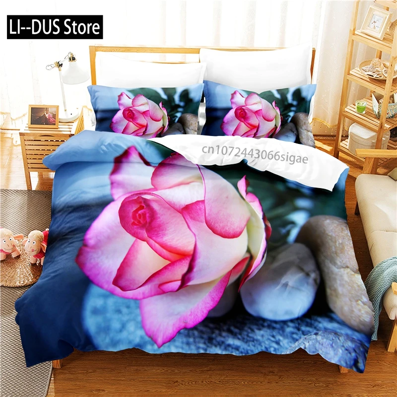 

Elegant Flowers Bedding Set Duvet Cover Set 3d Bedding Digital Printing Queen Size Bedding Set Fashion Design