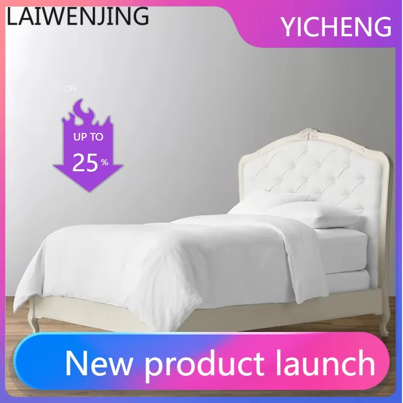 

LYY French solid wood single bed 1.2 meters American country court retro white bed