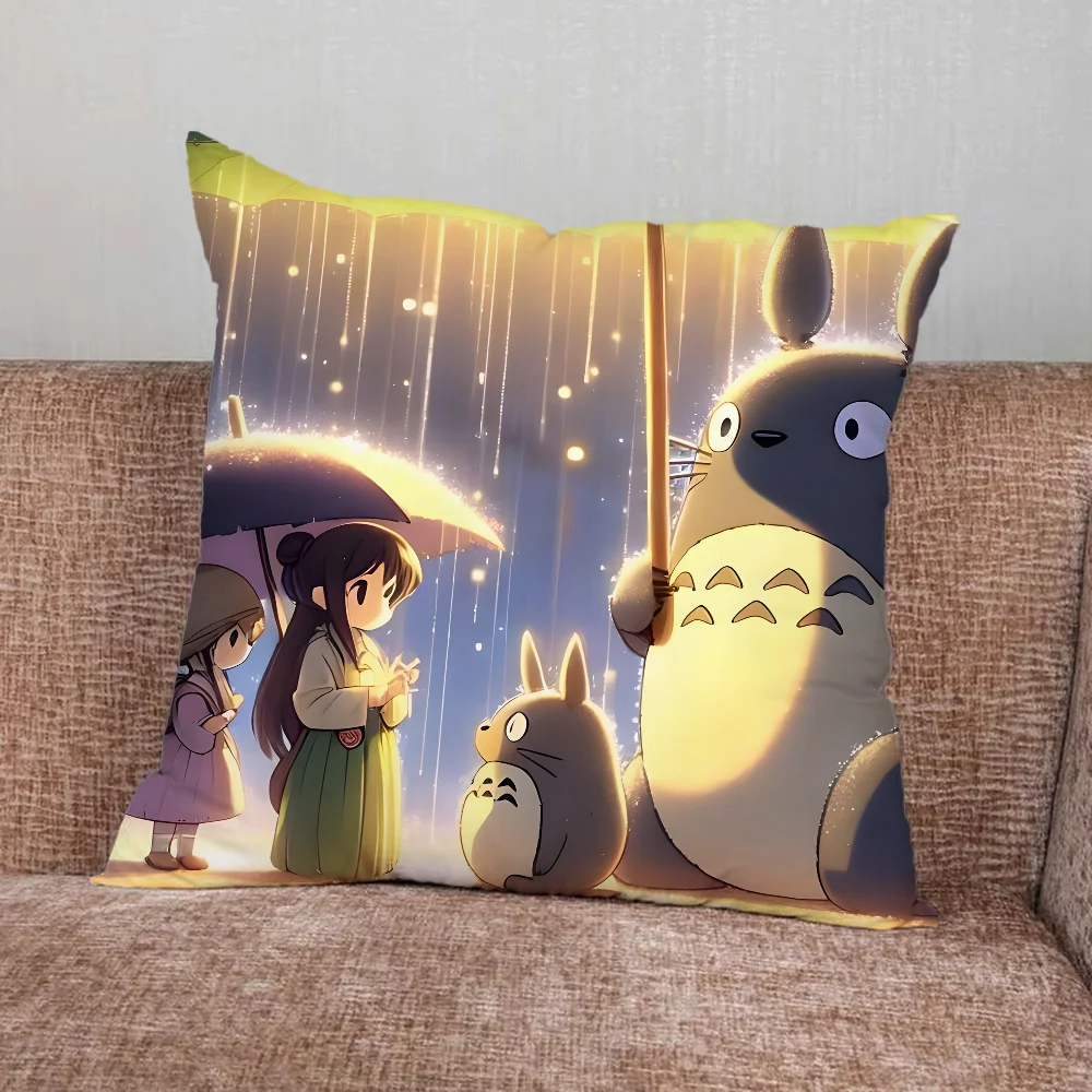 Anime N-Neighbor T-Totoro-S Pillow Case For Home Bedroom Car Office Decoration Living Room Sofa Cushion Cover Suitable