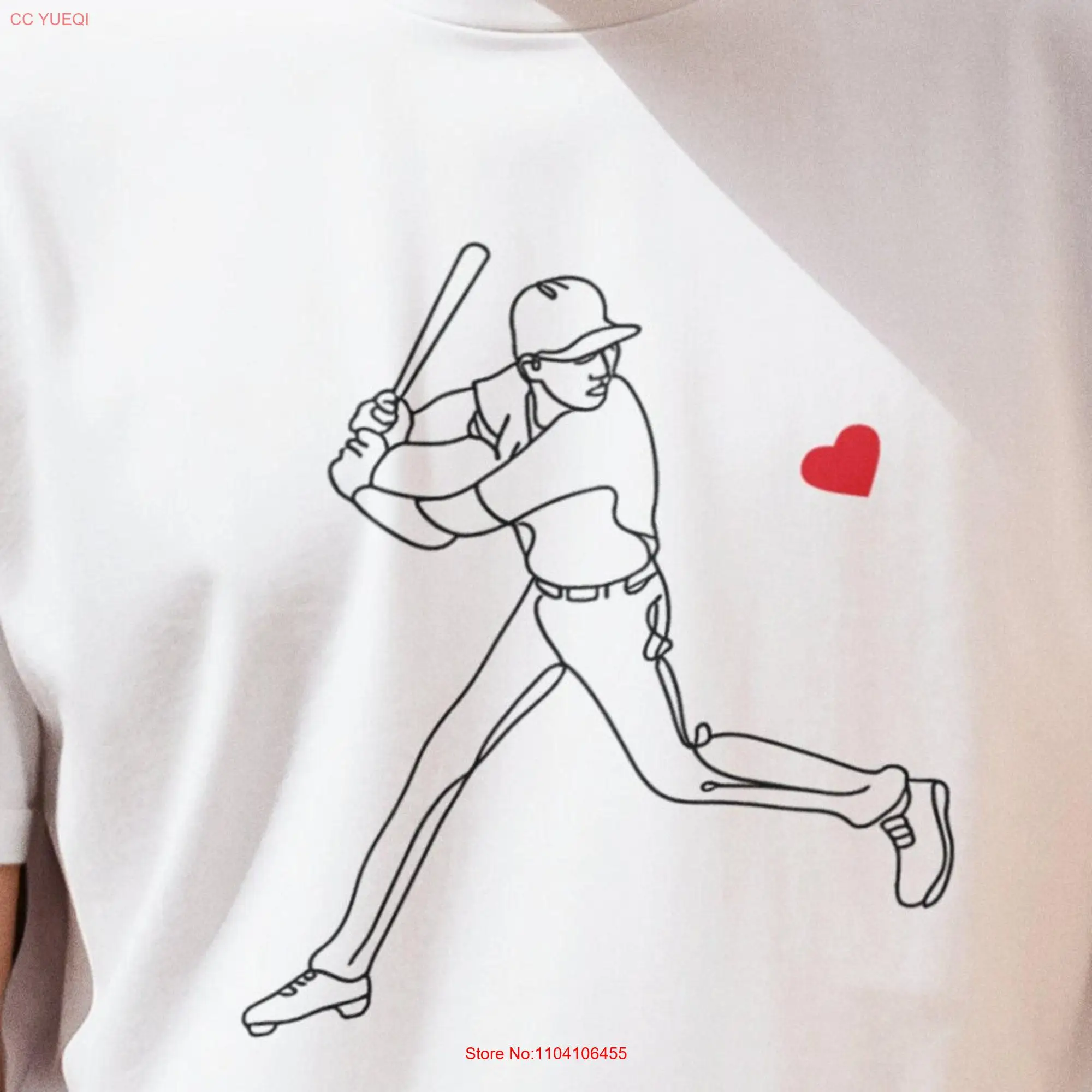 Heartball T Shirt Fun and Romantic Design Featuring a Baseball Player About to Hit Heart Instead of Ball