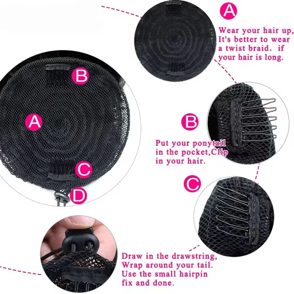 Water Wave Hair Pony Tail Drawstring Ponytail 100% Brazilian Human Hair Ponytail Extensions Natural Hair For Daily Cosplay