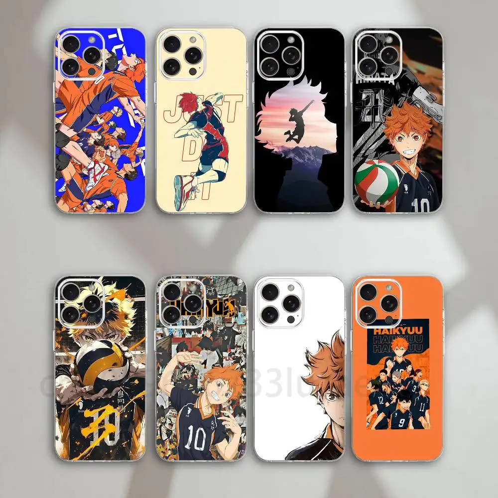 Anime H-Haikyu  for iPhone 17 16 15 11 12 13 14 Plus 15 Pro Max 13 mini 16e Ultra Thin Clear TPU Cover Bag
