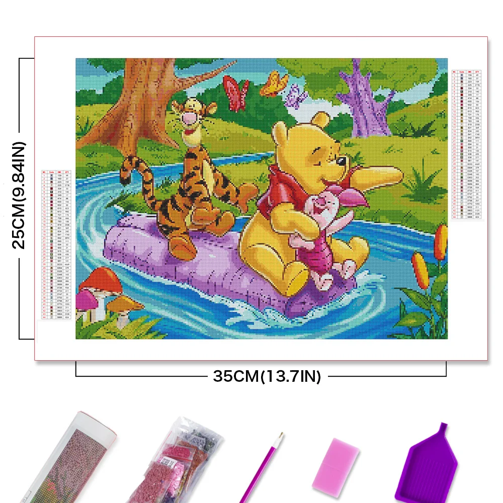 Disney Diamond Painting 5D Cartoon Full Round Drill Mosaic Winnie The Pooh Cross Stitch Haft Tigger DIY Hobby Naklejka ścienna