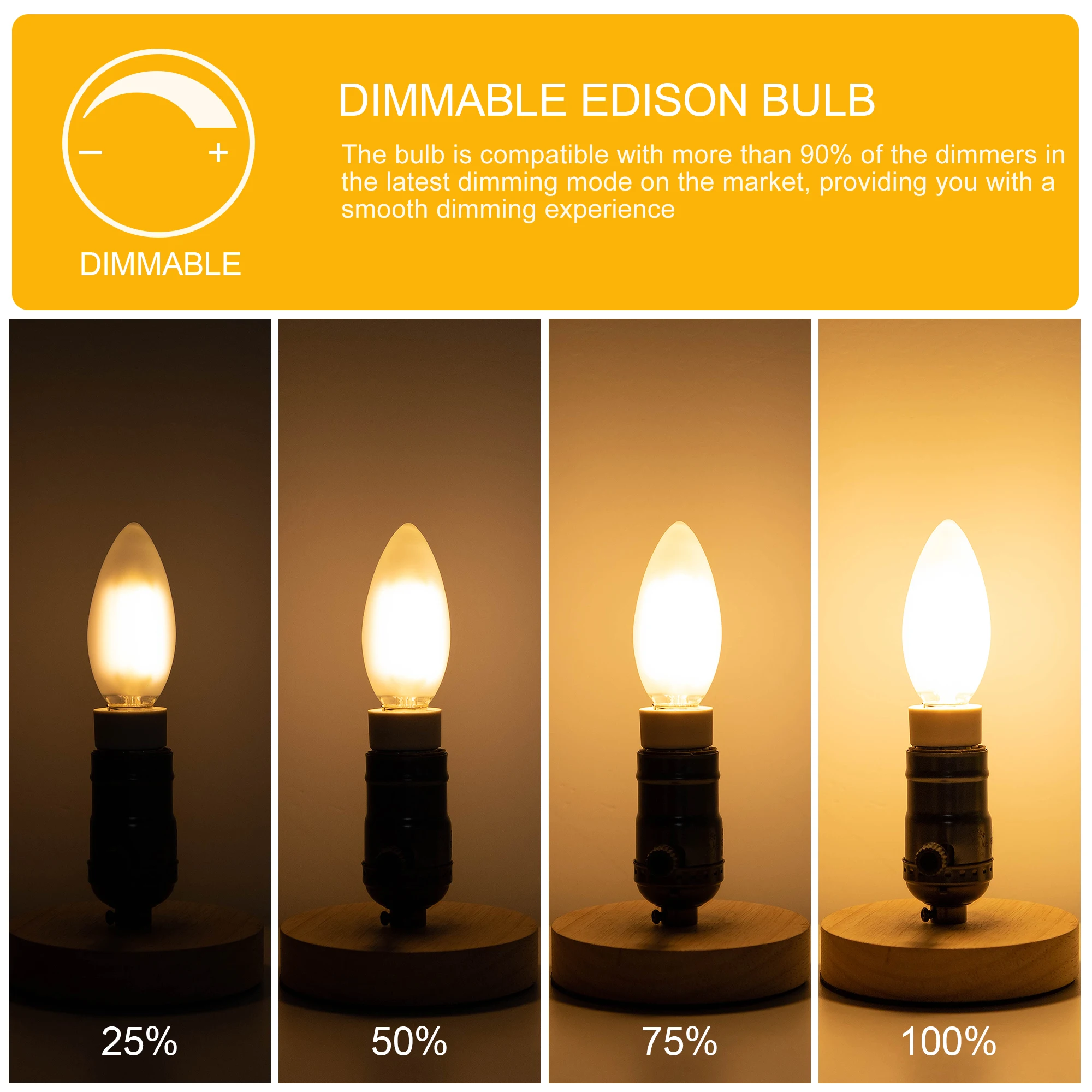 Candle Light E14 C35 Led Bulb Dimmer 220V  6.5W 806LM Edison Bulbs 75W Equivalent Chandelier Retro Frosting Decoration Lights