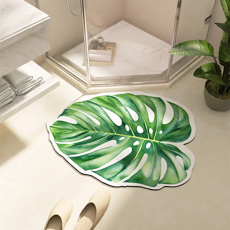 Super Absorbent Bath Mat Leaf Shape Bathroom Rug Floor Foot Mats Toilet Carpet Non-slip Shower Mat Bathtub Accessories