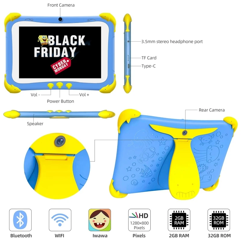 8 POLLICI B3 Android 11 RAM 1 GB ROM 16 GB Tablet PC Allwinner A133 Quad-core 1,3 GHz 1280 x 800 IPS Tipo-C USB