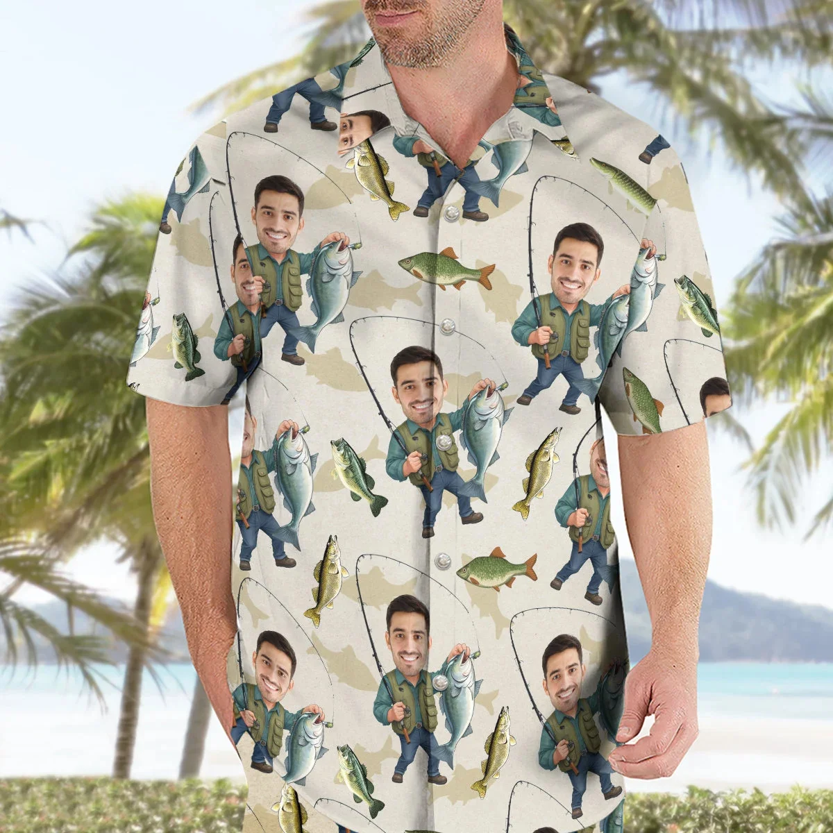 Custom Photo Face Basketball Fishing Sport Hawaiian Shirt Personalized DIY Print Short Sleeve Casual Beach Tops Funny Gifts