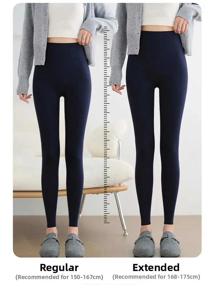 Soft arkskin Leggings High Waist Yoga Pants Skin-friendly Fitn Trousers Outerwear Sl k Blue Thiened Winter