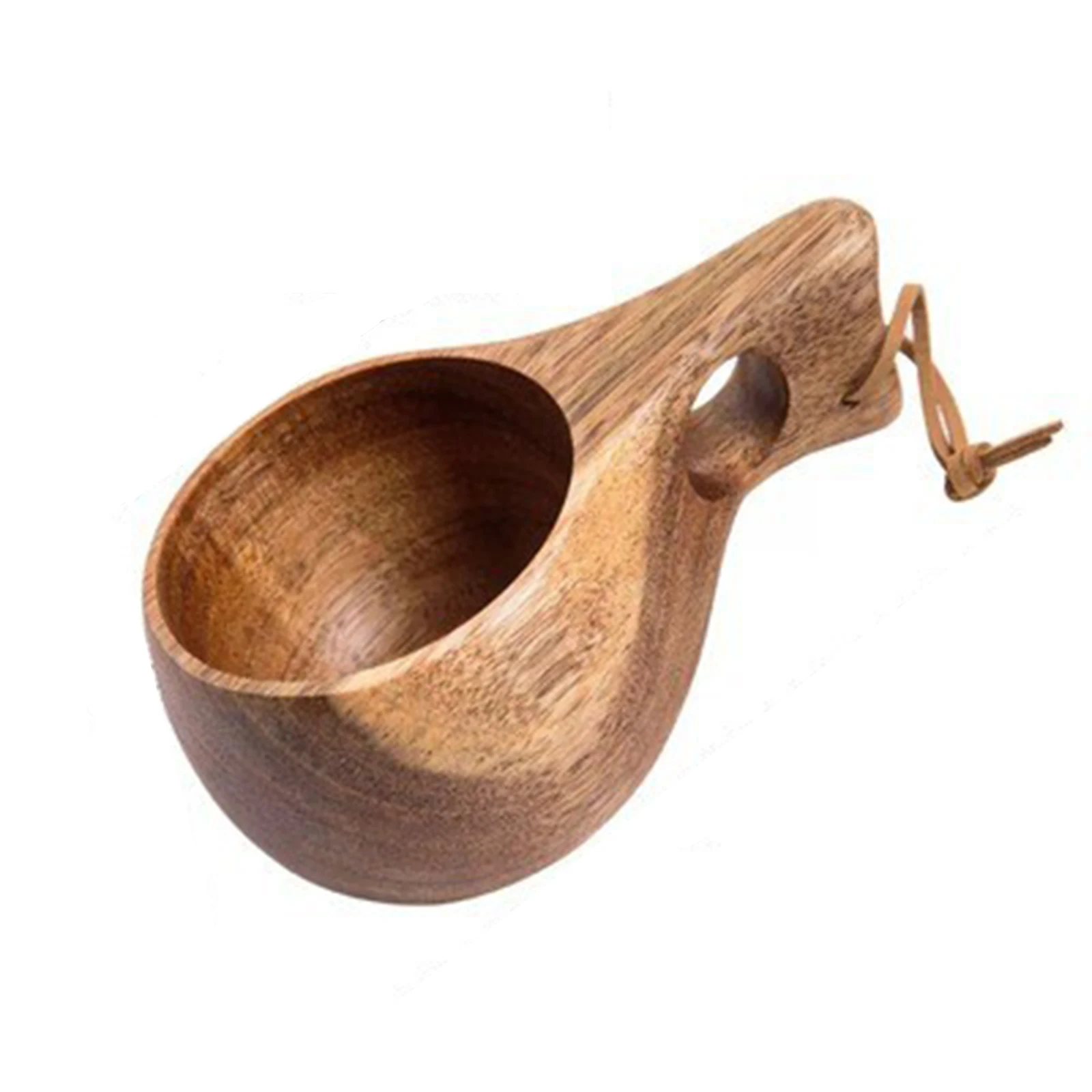 

Handmade Wooden Milk Cup Acacia Wood Coffee Mugs Tasse With Carrying Rope Handle Camping Drinkware Cups Kitchen Tools