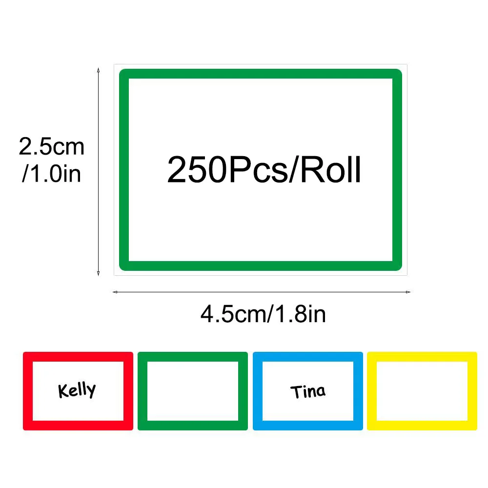 250 PCS/ม้วนชื่อเก็บหนังสือจําแนกสติกเกอร์,4 แบบ 1.0 * 1.8in DlY ตกแต่งป้ายที่สมบูรณ์แบบสําหรับ Office Home Storage ห้องครัว