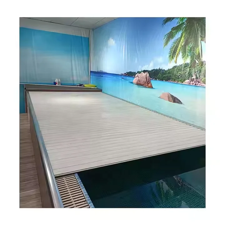 

China Factory Customized Safety Pool Cover Automatic Aluminum Slats Rolling Swimming Pool Cover with Guide Railpromote sales