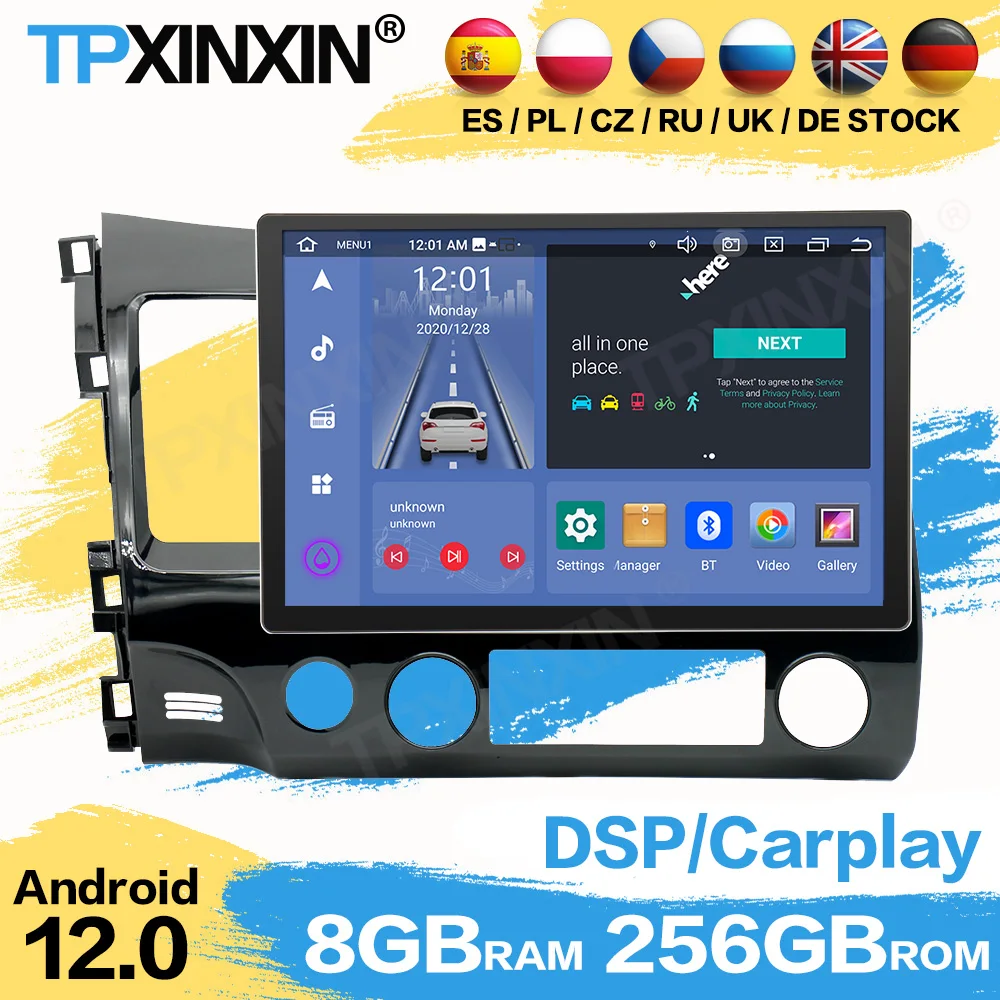 

13.3 Inch Car Radio For Honda Civic 2006-2011 Android Auto GPS Navigation Multimedia Video Player Stereo Receiver Head Unit