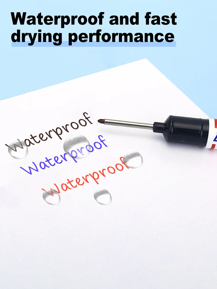Rotuladores de cabeza larga para agujeros profundos, rotuladores multiusos para decoración de carpintería, tinta roja/negra/azul
