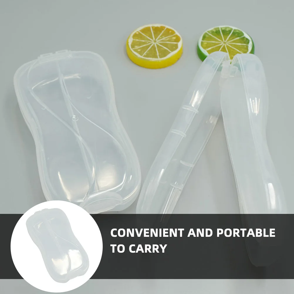 

5Pcs Clear Baby Cutlery Cases Portable Toddler Spoon Fork Travel Carry Containers Infant Flatware Storage Organizers
