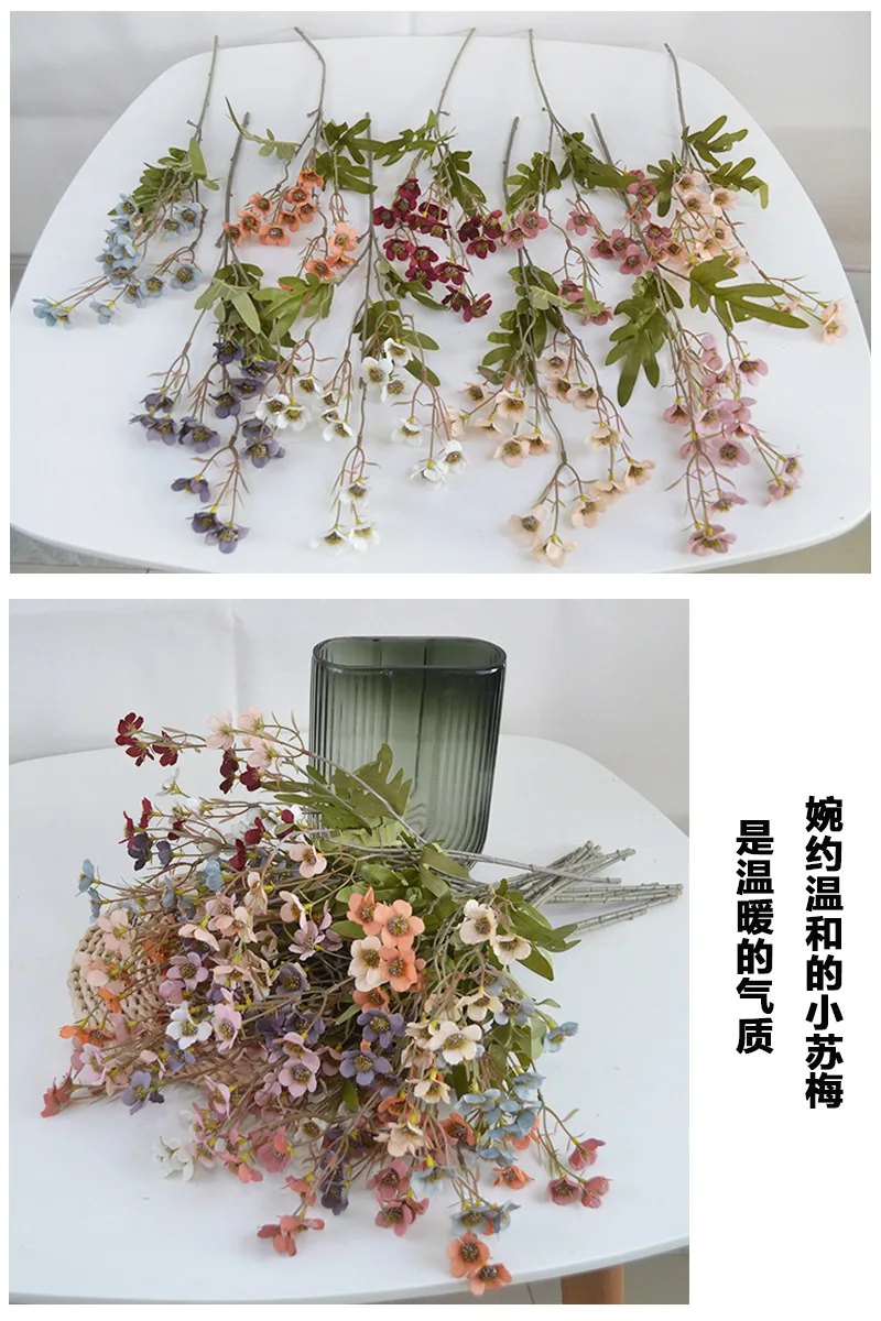 10 Stück Pastorale Kleine Gänseblümchen Kunstblumen für Heimdekoration, Künstliche Pflaumenblüten, DIY Brautstrauß, Party, Hochzeit, Blumendekoration – Detail 3