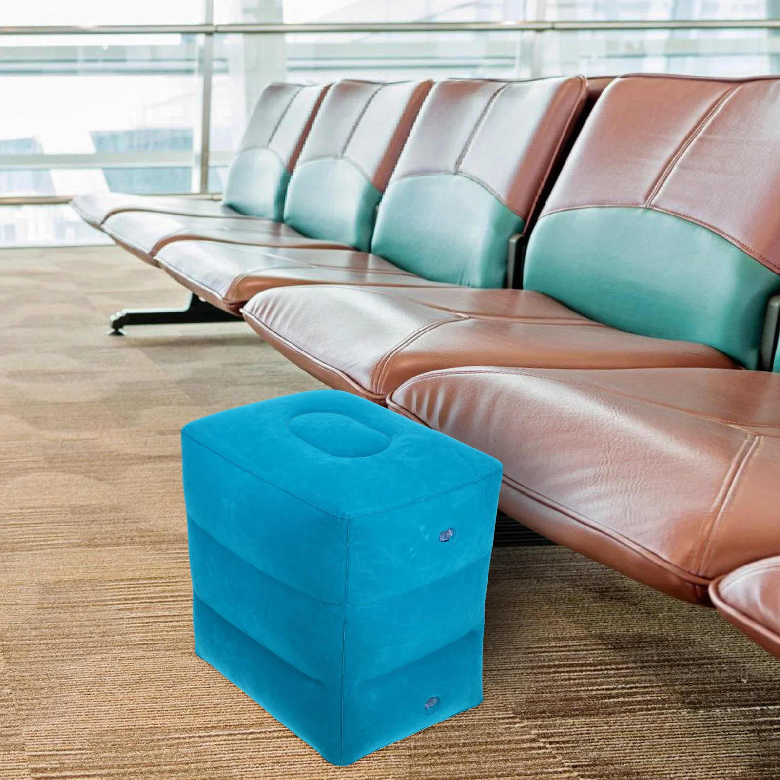 

Inflatable Footrest Airplane Leg Pillow Cushion Soft PVC Material Height Adjustable Foldable Stool Travel Supply Washable