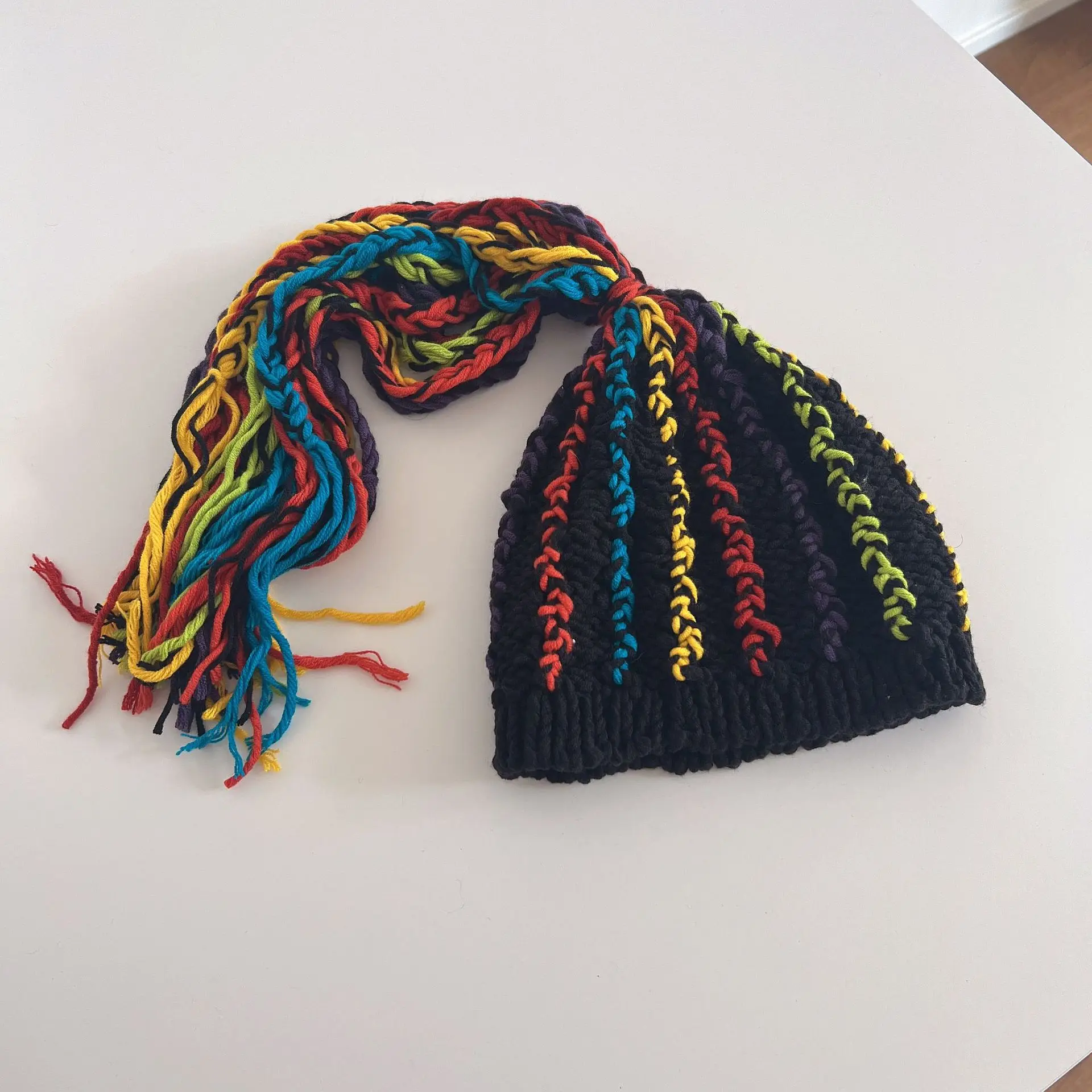 قبعة المجدل للرجال والنساء، شعر مستعار مضحك ذو طابع شخصي، قبعة متكاملة، أداء إبداعي مضحك، محبوك يدويًا