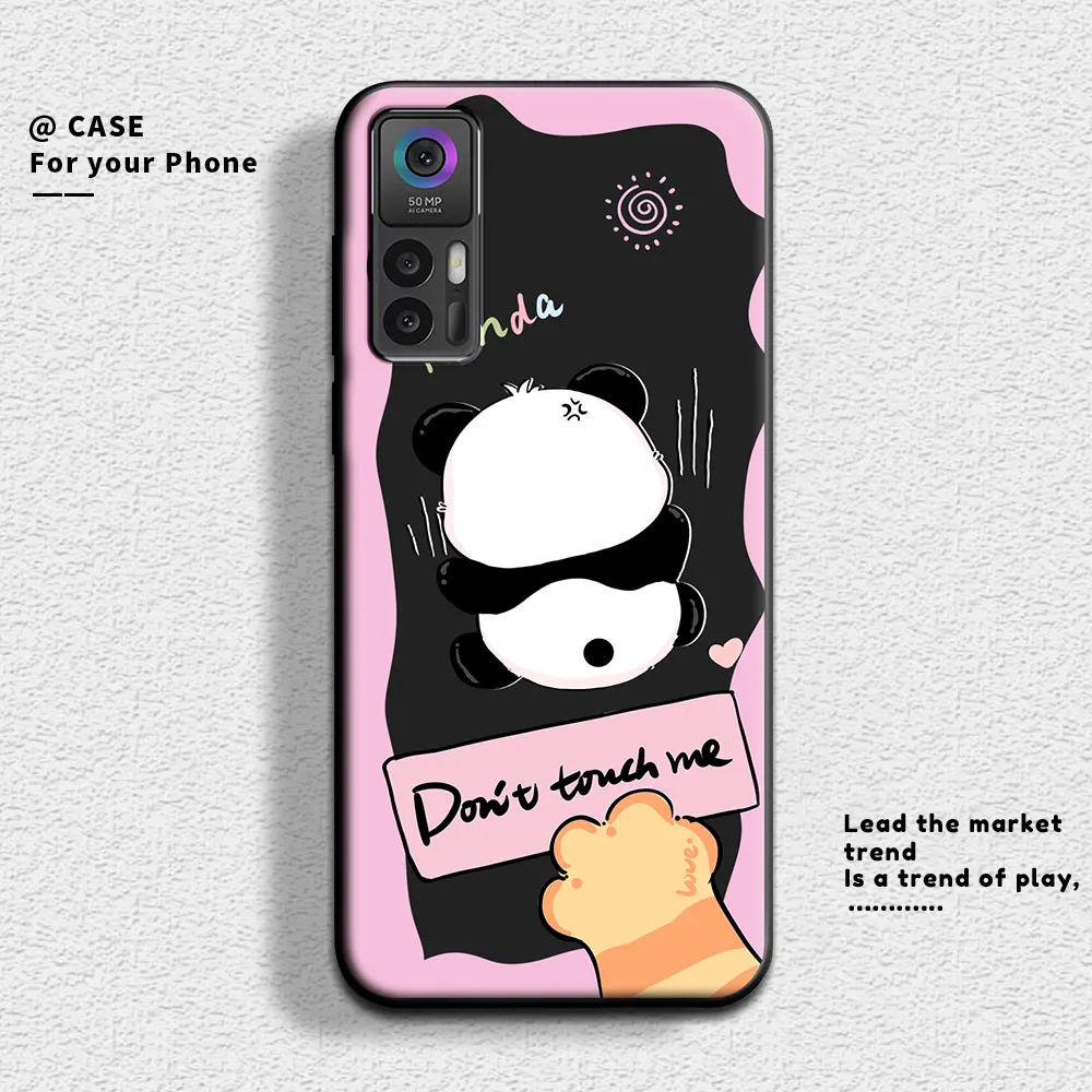 For TCL 30 SE 30E 30 5G Case Cute Panda Flower Soft Silicone Couple Phone Case For TCL 30 Plus Protect Shockproof Cartoon Cover