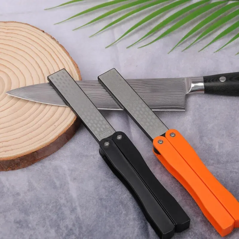 Portable Knife Sharpener Folding Diamond Double-sided Fan Shape Garden Tool Sharpener for Garden Outdoor Camping Kitchen