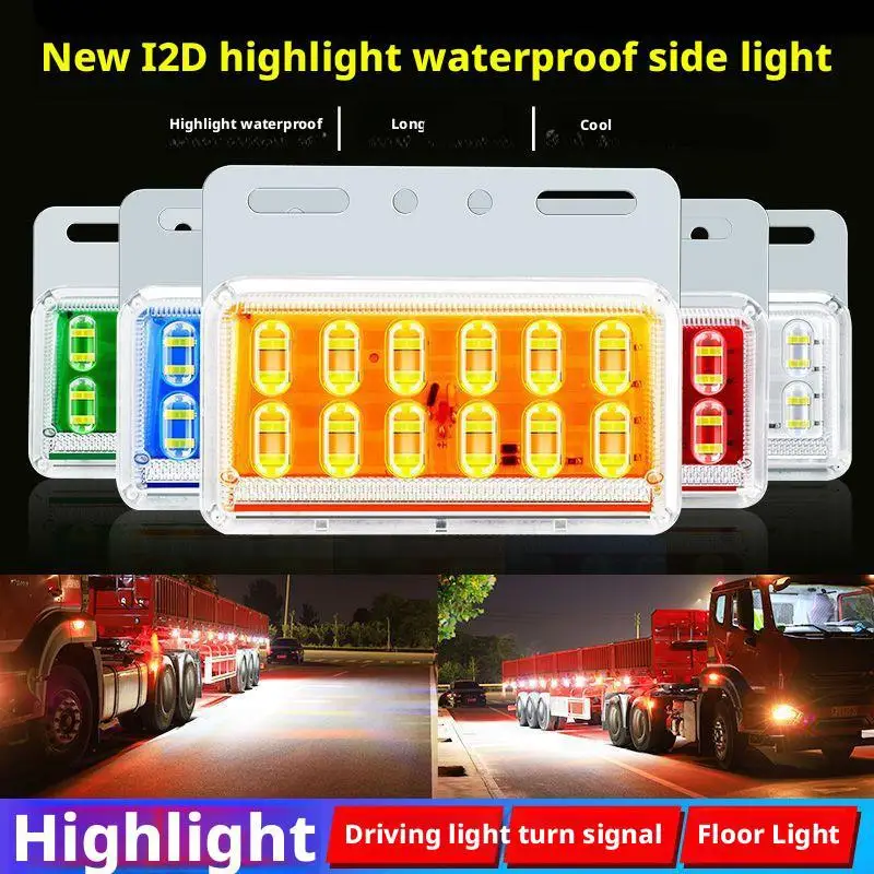 

Trucks Lights Front Rear Side Marker Clearance Indicators Side Lamp Lights LED Multicolor Waterproof Side Universal Light L E6K2
