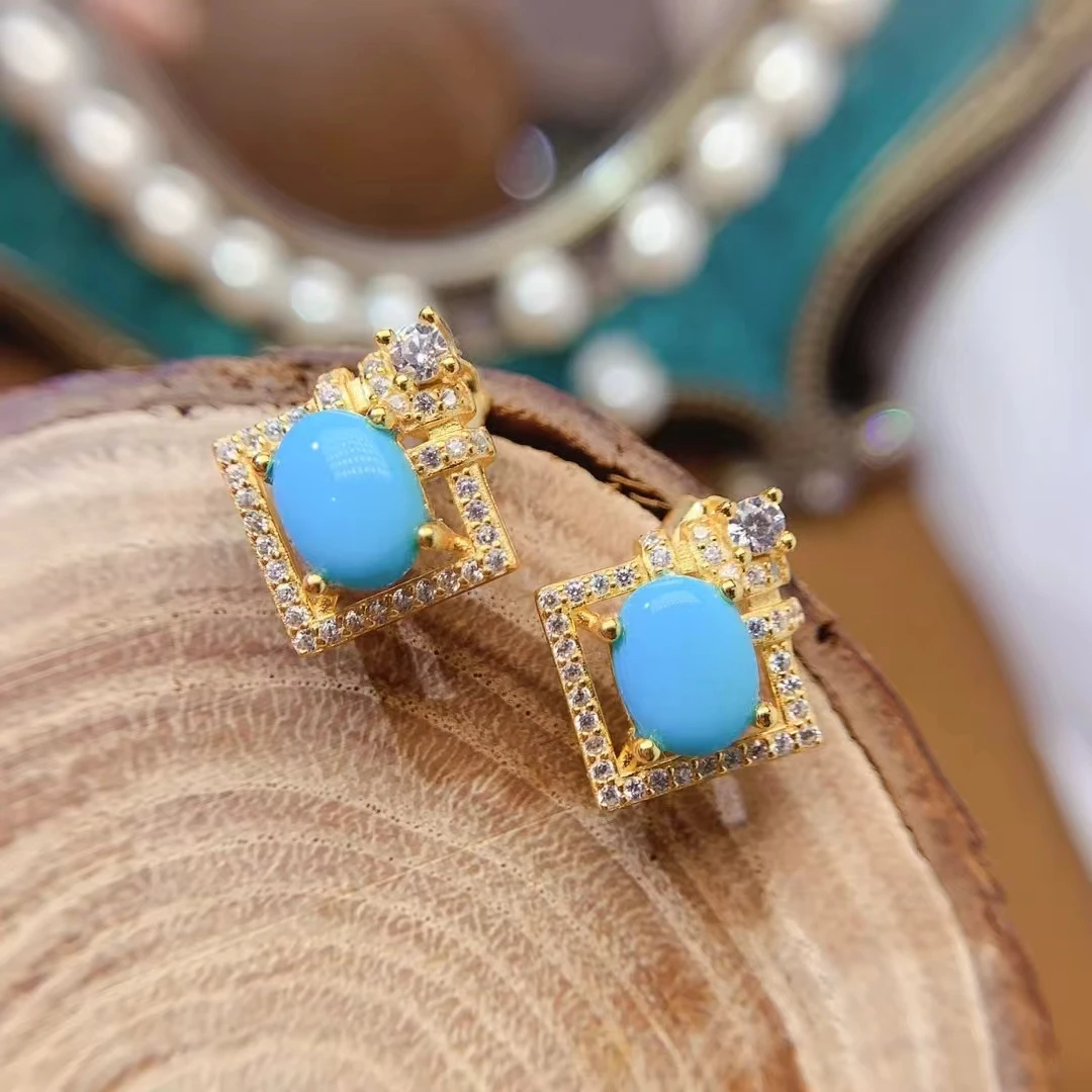 KJJEAXCMY Natural Turquoise S925 silver , electroplated locking color process, high clarity Full of luster  Birthday party