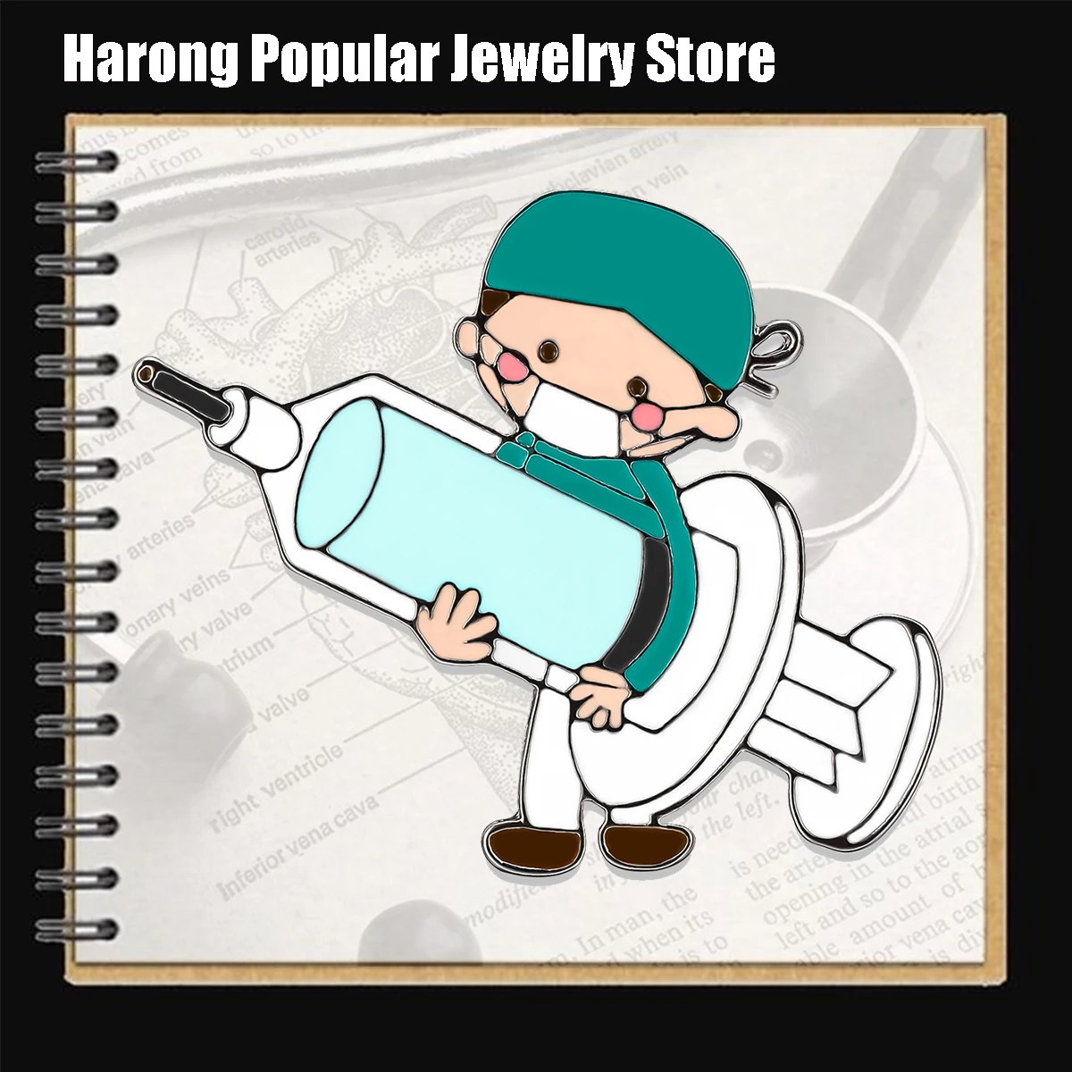 Harong 귀여운 주사기 Coloful 에나멜 핀 브로치 의료 간호 옷깃 매는 밧줄 가방 배지 쥬얼리 액세서리 의사 간호사를위한 선물