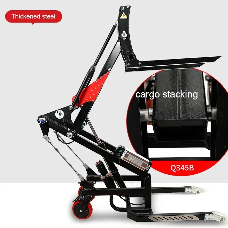 Curved Arm Semi-electric Pallet Stacker Crank Arm Pallet Truck Boom Forklift Truck Portable Foldable Electric Pallet Stacker