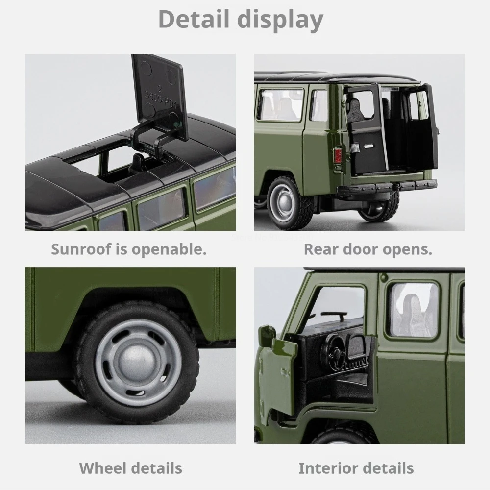 1:36 UAZ TRAVELER Retro MPV Car Model Toy Metal Diecast Pull Back Drop Resistant Off-road Vehicles Toys Kids Interactive Gifts