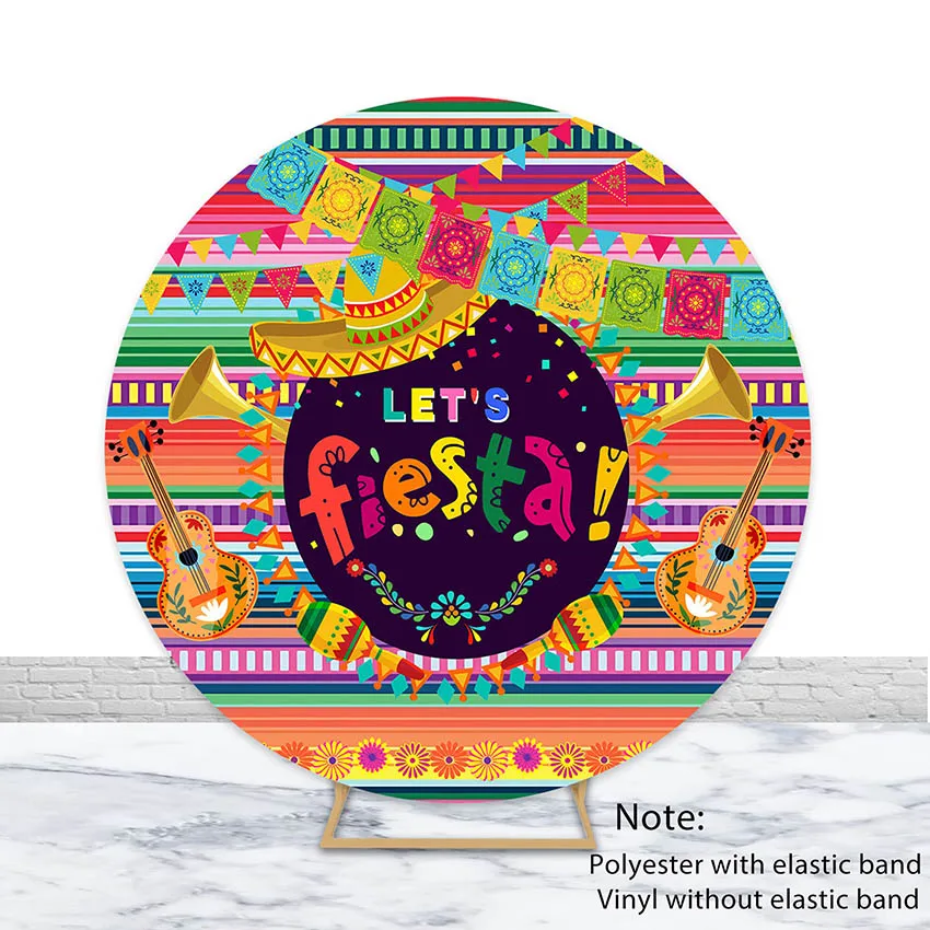 

Mehofond Photography Background Round Mexican Carnival Fiesta Birthday Party Baby Shower Circle Cover Decor Backdrop Photo Studi