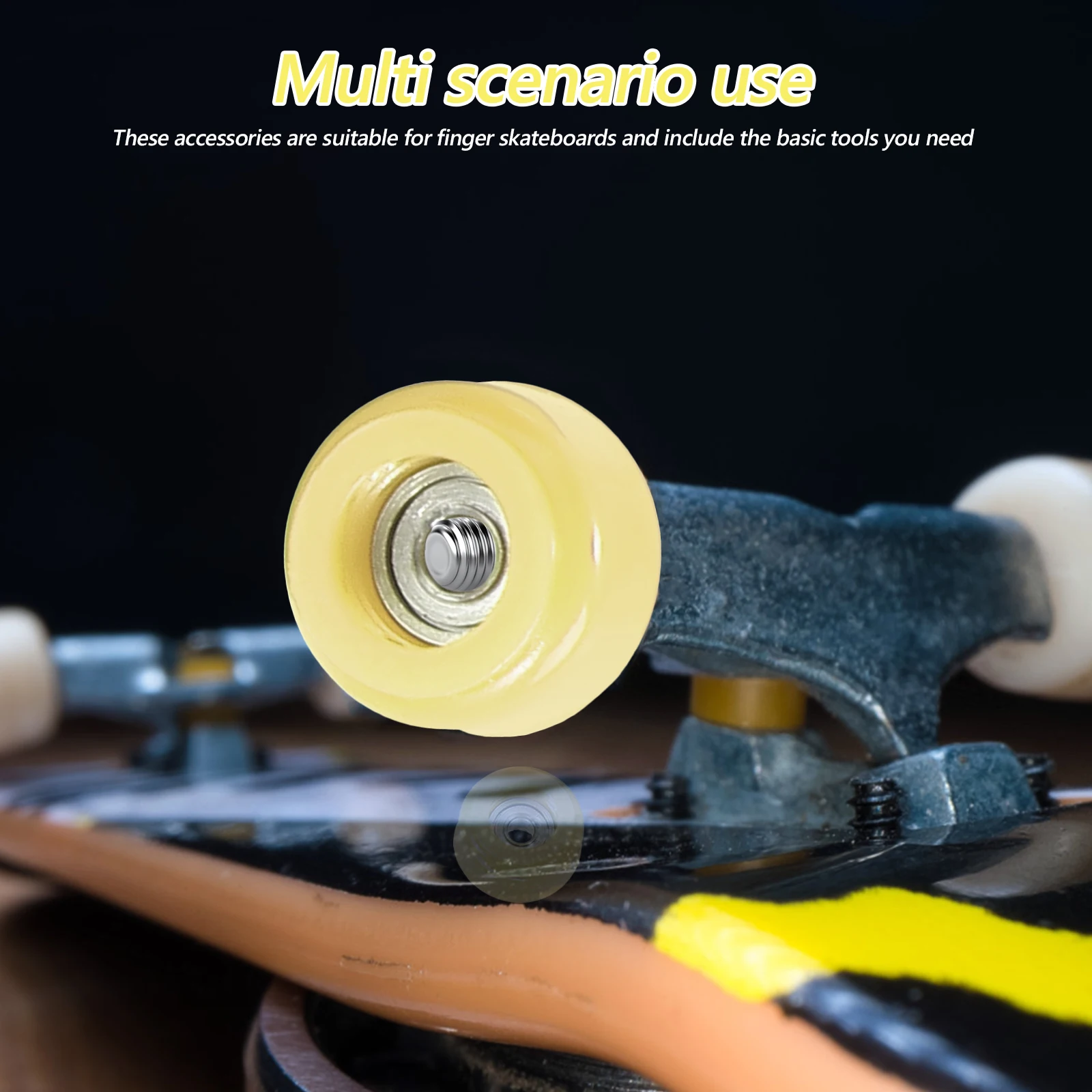 

4 Pcs Toys Finger Skateboard Wheel Mini Relaxing Small Colored Patterns Skateboards Yellow Sensory Seeking Child