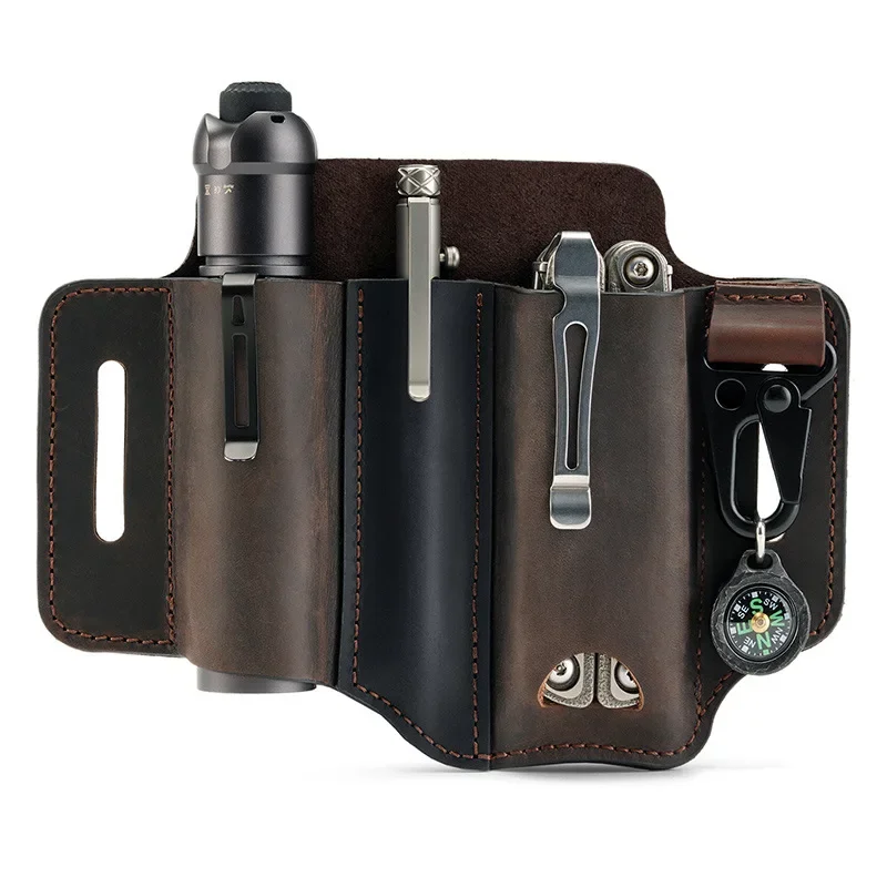 PJ29 three-dimensional envelope EDC leather case belt tool pliers storage flashlight bag
