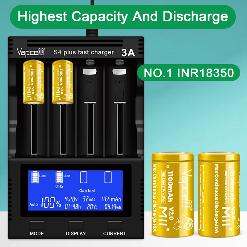 High Power Original Vapcell 18350 M11 V2.0 1100mah Lithium Battery 10A 3.7V 4.1Wh Rechargeable INR18350 Batteries for Power Tool