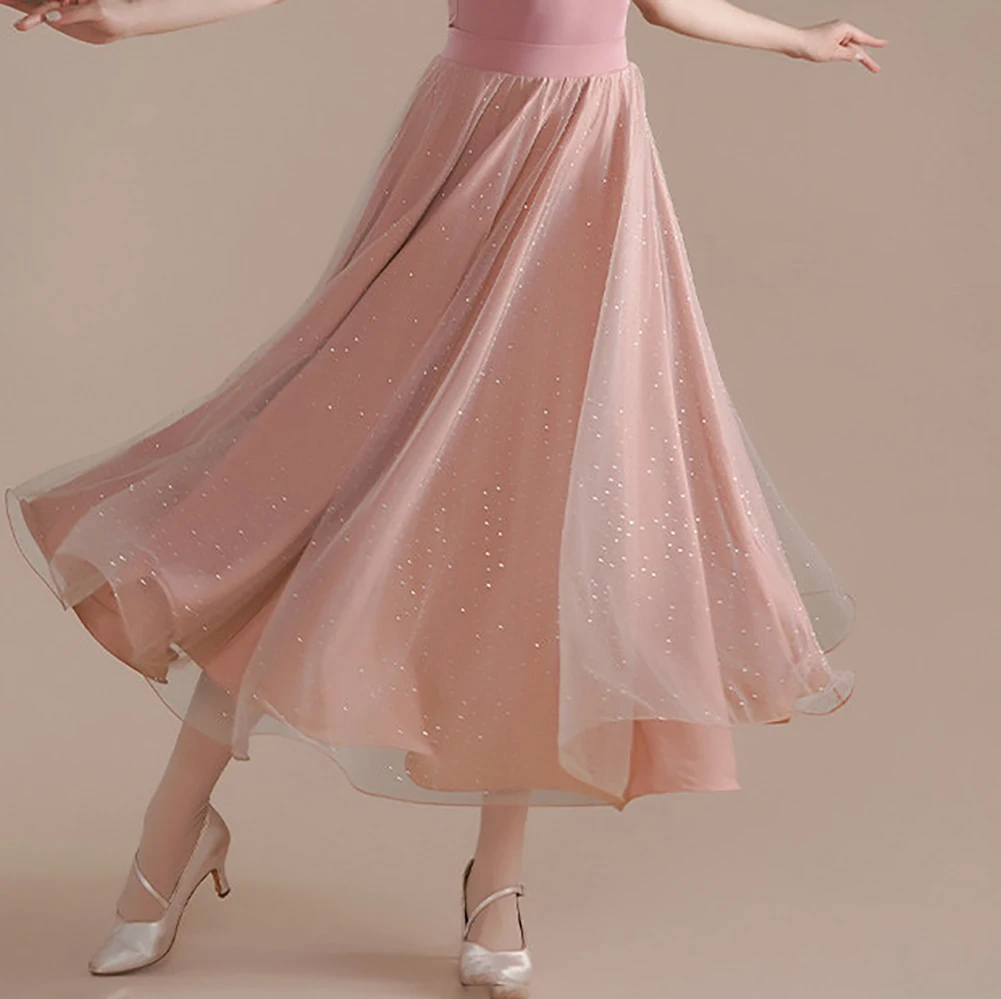 Midi Dress Viennese Waltz Rose Powder Ladies High Quality Broken Diamond Ballroom Dance Elegant Pink Ballroom Dance Black Skirt