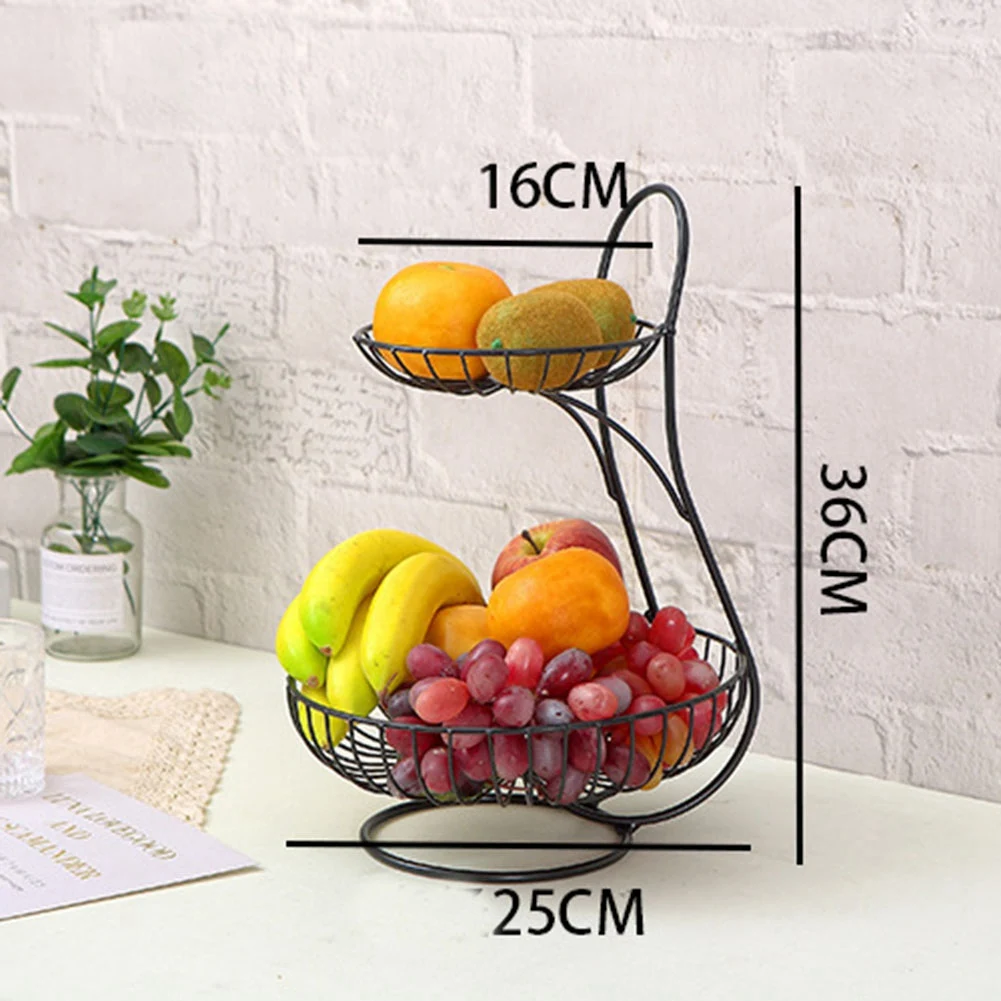 Metal Wire Fruit Bowl Basket Storage Holder Stand Kitchen Vegetable Rack Storage Stand Produce Serving Tray Organizer B