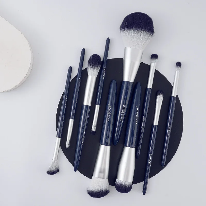 Ensemble de pinceaux de maquillage Ultra doux, manche en bois, correcteur de Blush, fard à paupières, Kit cosmétique de voyage Portable, 10 pièces