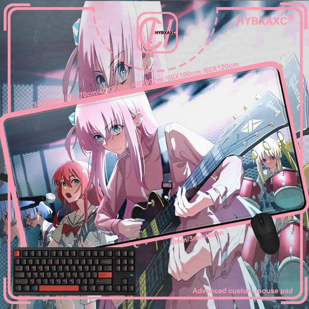 

Anime HD Print Mouse Pad Bocchi The Rock Large Gaming Mousepad Rubber Computer Mouse Mat Gamer Locking Edge Accessories Non-slip