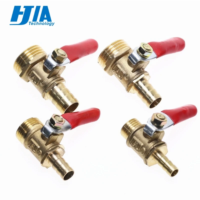 

5 Pcs Brass Barbed ball valve 4-12 Hose Barb 1/8'' 1/2'' 1/4'' Male Thread Connector Joint Copper Pipe Fitting Coupler Adapter