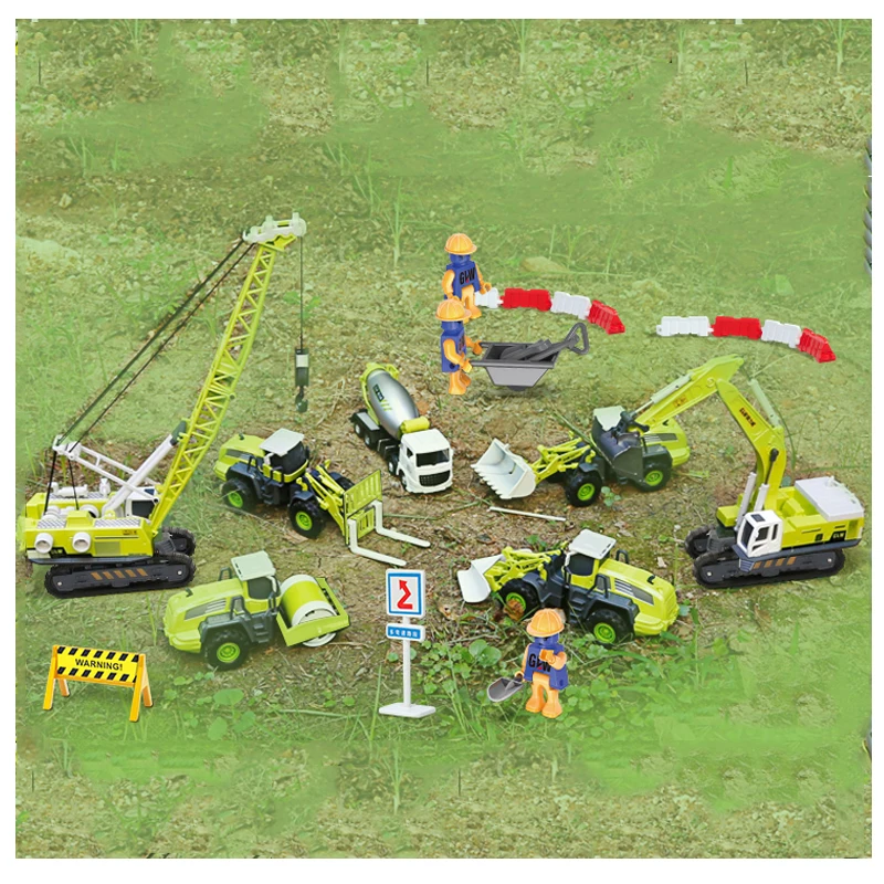 1:55 8 estilos verde claro Diecast simulación ingeniería vehículo excavadora volquete camión grúa aleación juguetes para niños