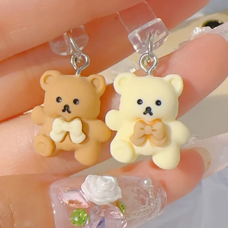 Cute Cartoon Bear Pendant Phone Dustplug Silicone TypeC IOS Charging Port Stopper Cap for Iphone Xiaomi Samsung Protective Cover